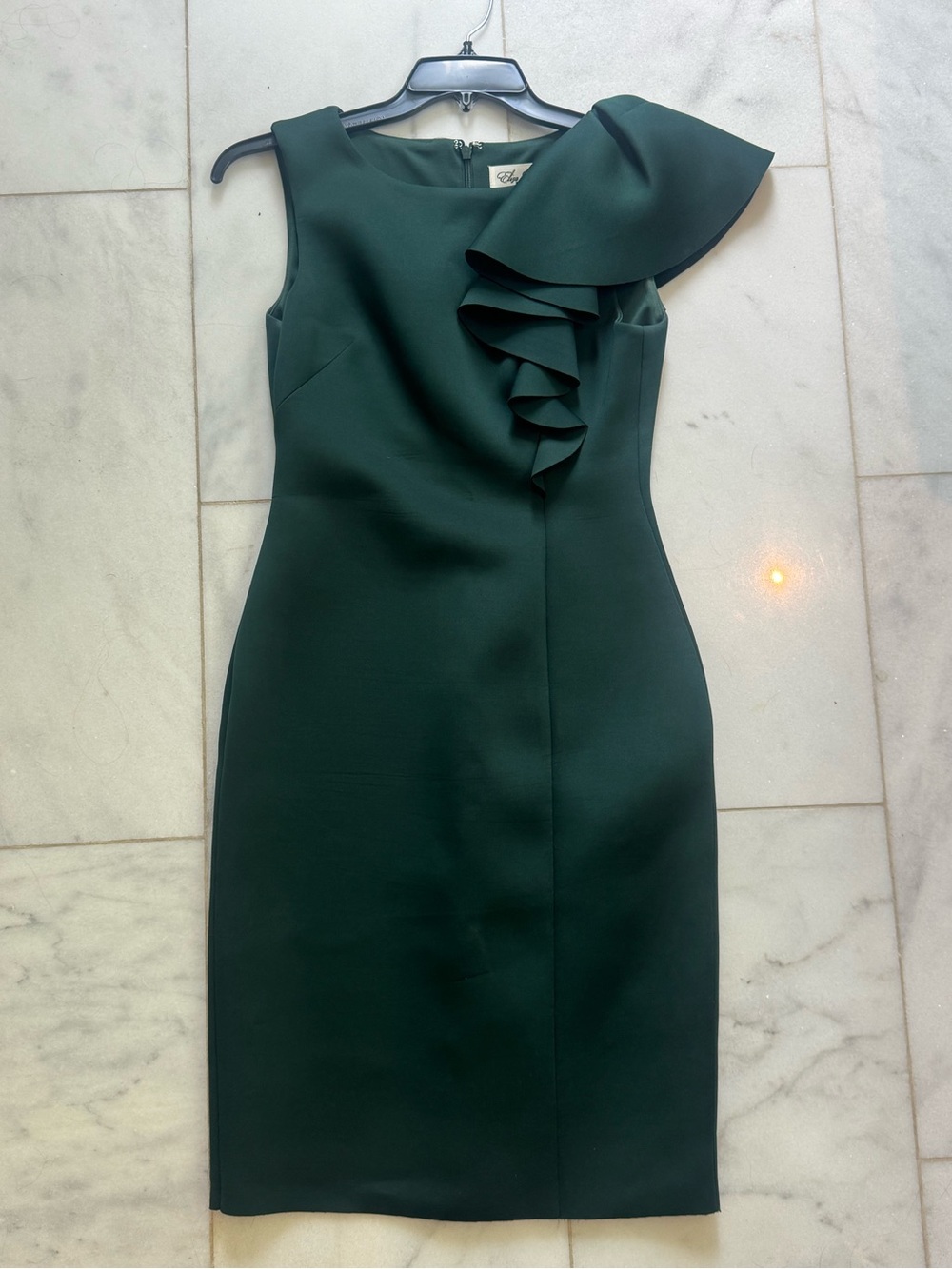 Eliza J Dark Green Ruffle Sheath Dress
